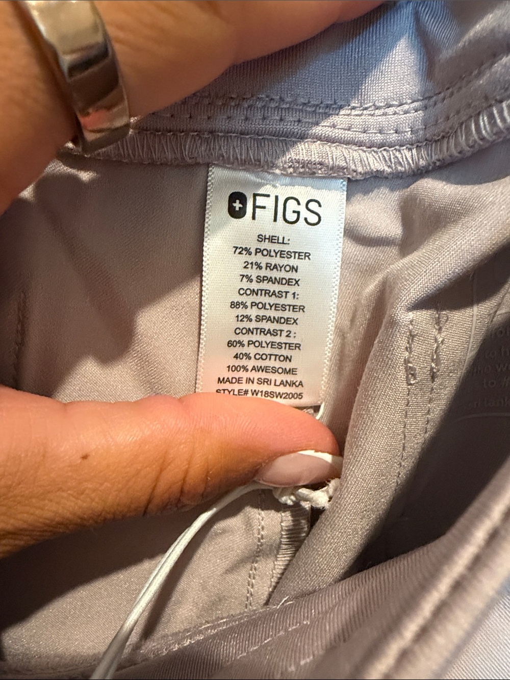 FIG’s Technical Collection Taupe Jogger Pants with Neon Yellow Drawcord - Picture 6 of 7